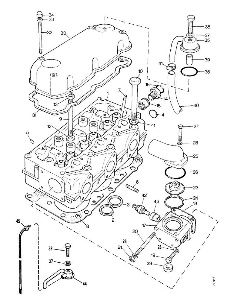 Схема запчастей Case IH 1690 - (A05-1) - CYLINDER HEAD (01) - ENGINE