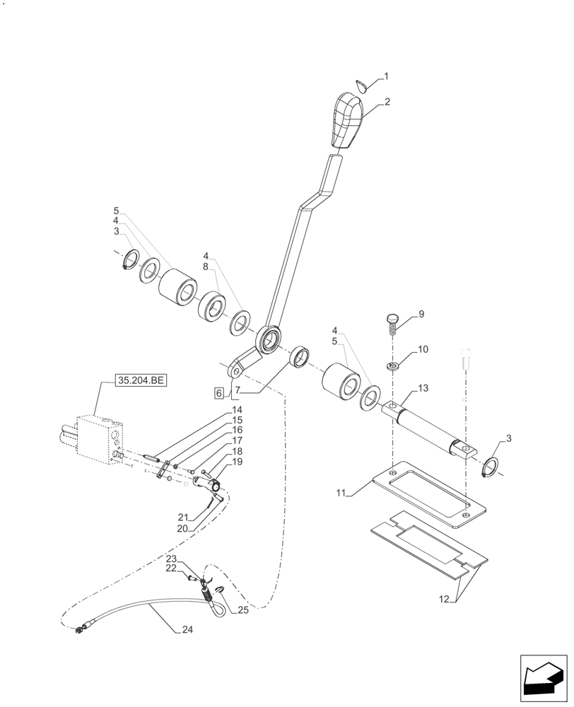 Схема запчастей Case IH FARMALL 125A - (35.204.BL[01]) - 1 CONTROL VALVE, CAB - BEFORE SN: CF01573M (35) - HYDRAULIC SYSTEMS