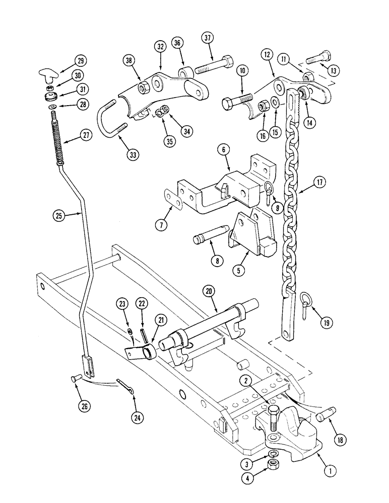 Схема запчастей Case IH 1494 - (9-378) - PICK-UP HITCH FOR UNIVERSAL DRAWBAR, NOT NORTH AMERICA (09) - CHASSIS/ATTACHMENTS