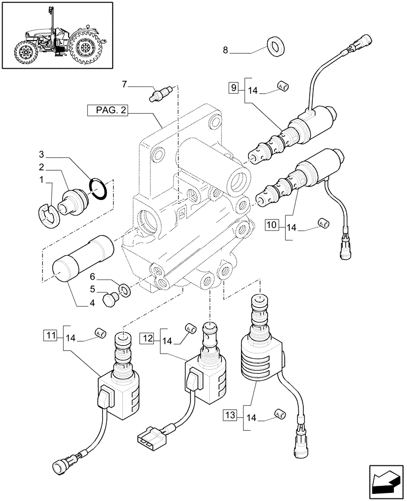 Схема запчастей Case IH JX1075C - (1.27.3[01]) - (VAR.445) RICE VERSION FOR POWER SHUTTLE & HI-LO - SOLENOID VALVE (03) - TRANSMISSION