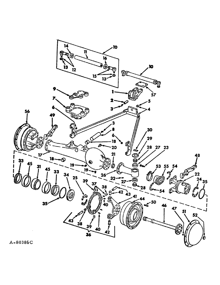 Схема запчастей Case IH 1486 - (07-47) - DRIVE TRAIN, FRONT AXLE AND CONNECTIONS, MODELS WITH ALL WHEEL DRIVE (04) - Drive Train