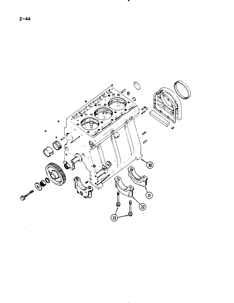 Схема запчастей Case IH 485 - (2-044) - CYLINDER BLOCK AND RELATED PARTS (CONTD) (02) - ENGINE