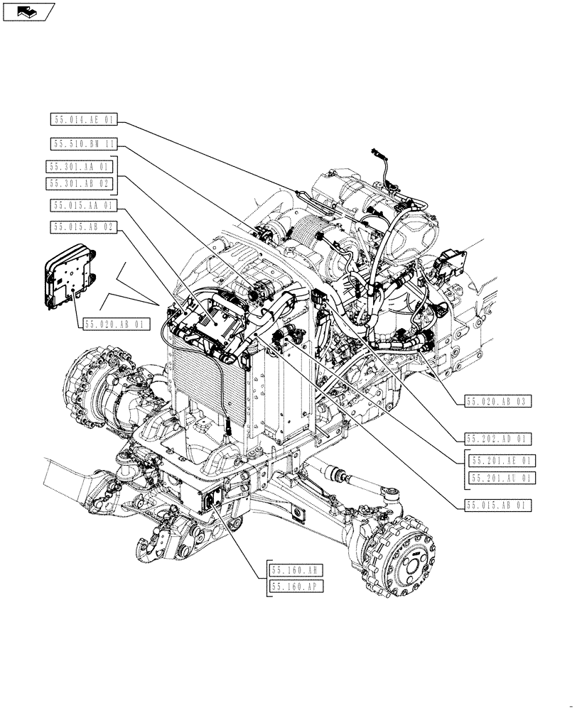 Схема запчастей Case IH FARMALL 105U - (55.000.00[01]) - SECTION INDEX - ELECTRICAL SYSTEMS (55) - ELECTRICAL SYSTEMS