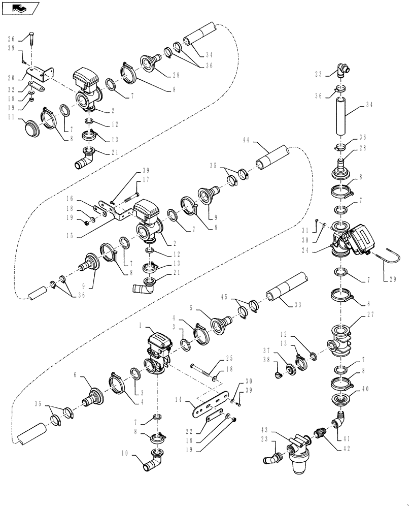 Схема запчастей Case IH 3330 - (75.120.65[01]) - BOOM VALVE PLUMBING, 7 SECTION, BSN YBT029768 (75) - SOIL PREPARATION