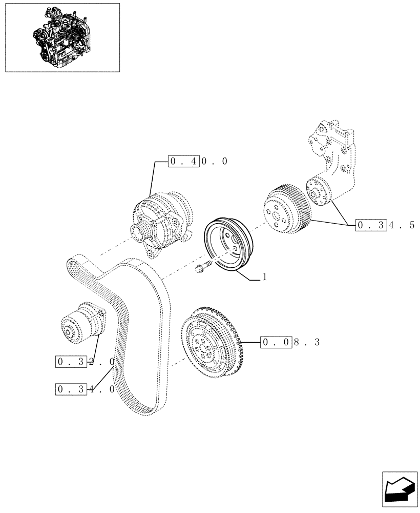 Схема запчастей Case IH JX1090U - (0.39.0) - AIR CONDITIONING - COMPRESSOR (01) - ENGINE