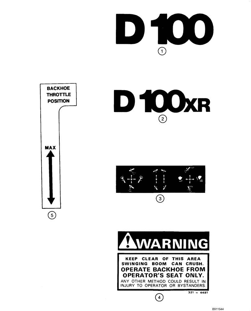 Схема запчастей Case IH 1840 - (09-62) - DECALS - BACKHOE (D100, D100XR) (09) - CHASSIS/ATTACHMENTS