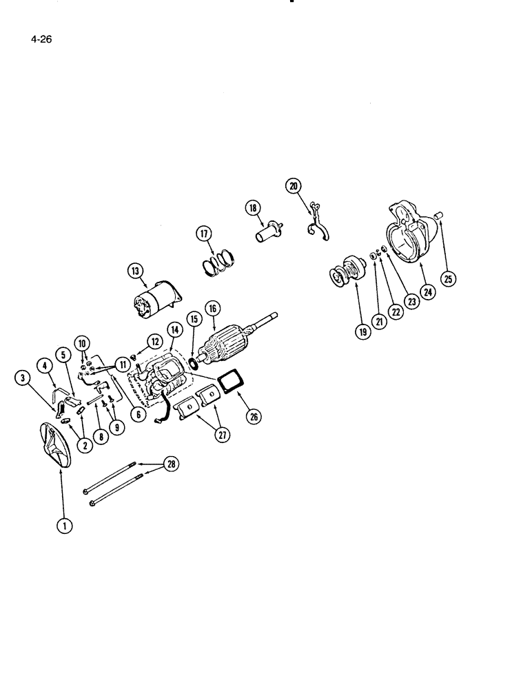 Схема запчастей Case IH 5000 - (4-26) - STARTER ASSEMBLY, C-232 AND C-258 GAS ENGINE (04) - ELECTRICAL SYSTEMS