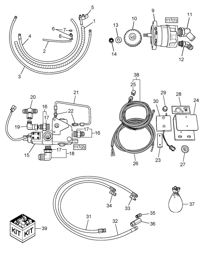 Схема запчастей Case IH WDX1701 - (117[4]) - HYDRAULIC REEL DRIVE KIT (88) - ACCESSORIES