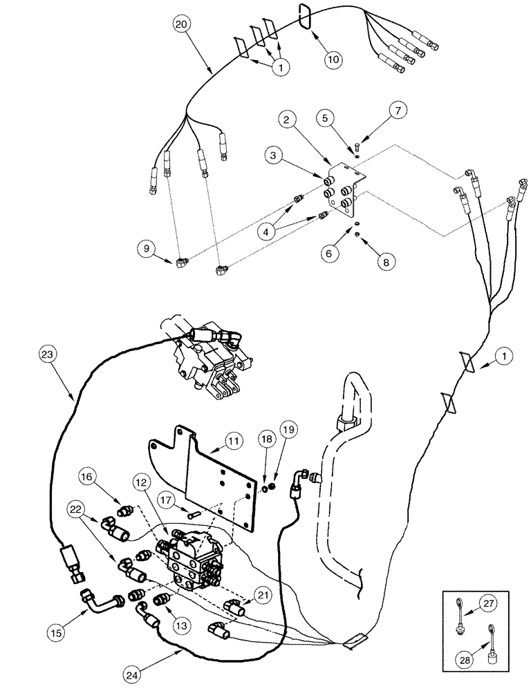 Схема запчастей Case IH L455 - (08-07) - HYDRAULICS EXTERNAL VALVE 2 Function - CX50 - CX60 Without Self Leveling (08) - HYDRAULICS