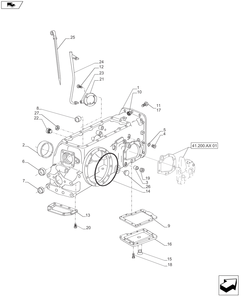 Схема запчастей Case IH FARMALL 120A - (27.100.AB) - REAR AXLE, CENTER HOUSING & RELATED PARTS (27) - REAR AXLE SYSTEM