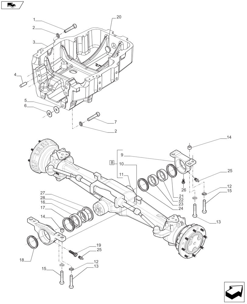 Схема запчастей Case IH FARMALL 110A - (25.100.AI[01]) - FRONT AXLE - 4WD - AXLE REF. # 149749 - STANDARD DUTY (108 & 118 HP) (25) - FRONT AXLE SYSTEM