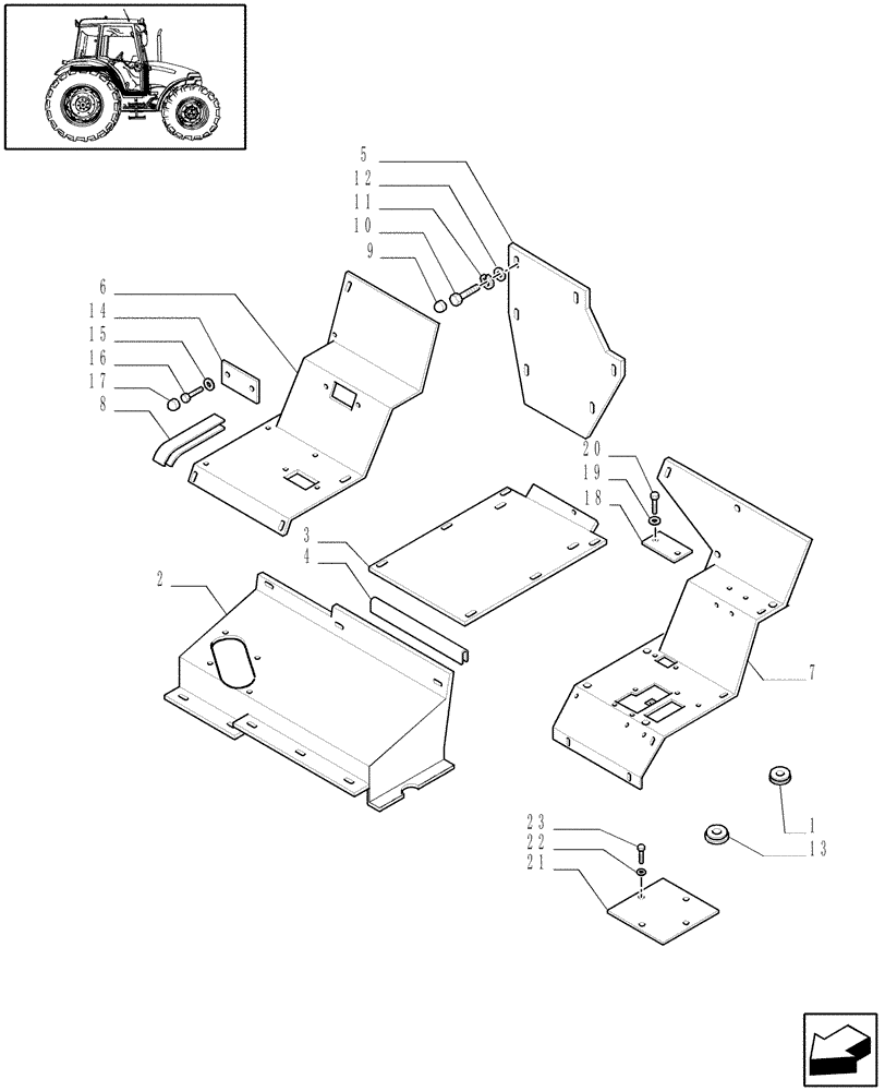 Схема запчастей Case IH JX95 - (1.92.87/01[01]) - MUDGUARDS AND FOOTBOARDS - W/CAB - C6660 (10) - OPERATORS PLATFORM/CAB