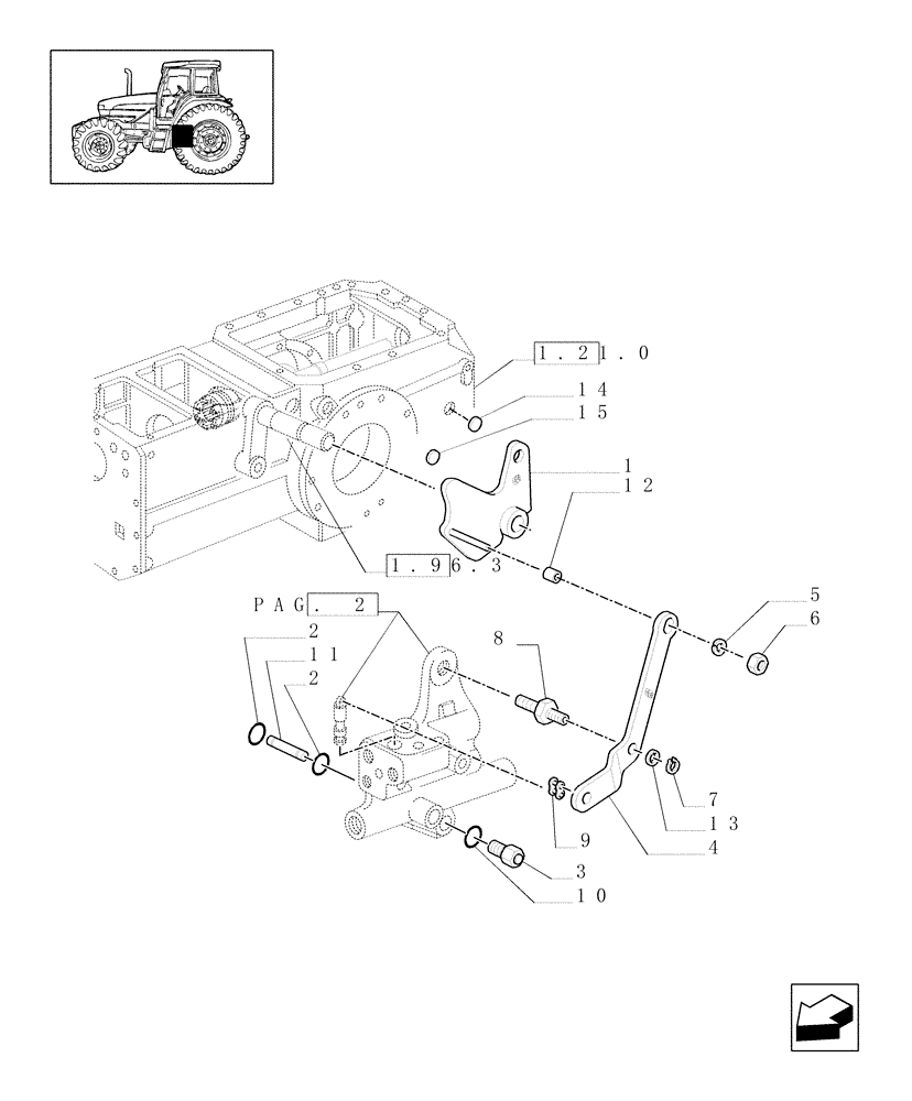 Схема запчастей Case IH JX90U - (1.33.2/18[01]) - (VAR.729) SYNCHRO MESH GEARED POWER TAKE -OFF 540 - 750 - 1000 RPM - CONTROL LEVERS (04) - FRONT AXLE & STEERING