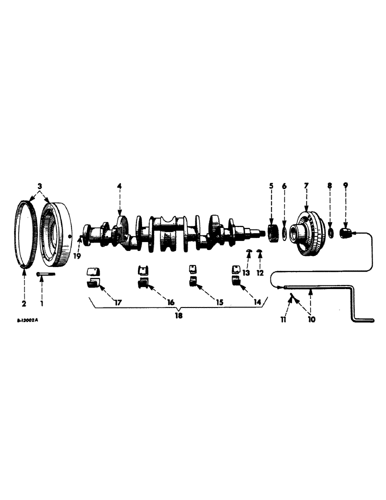 Схема запчастей Case IH 660 - (022[A]) - CARBURETED ENGINE, CRANKSHAFT, FLYWHEEL AND BEARINGS (01) - ENGINE