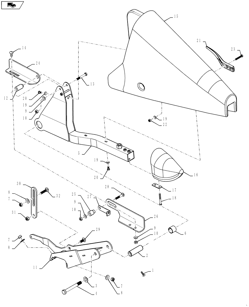 Схема запчастей Case IH 3020-30 - (58.131.02[01]) - DIVIDER ASSEMBLY, RIGHT HAND (58) - ATTACHMENTS/HEADERS