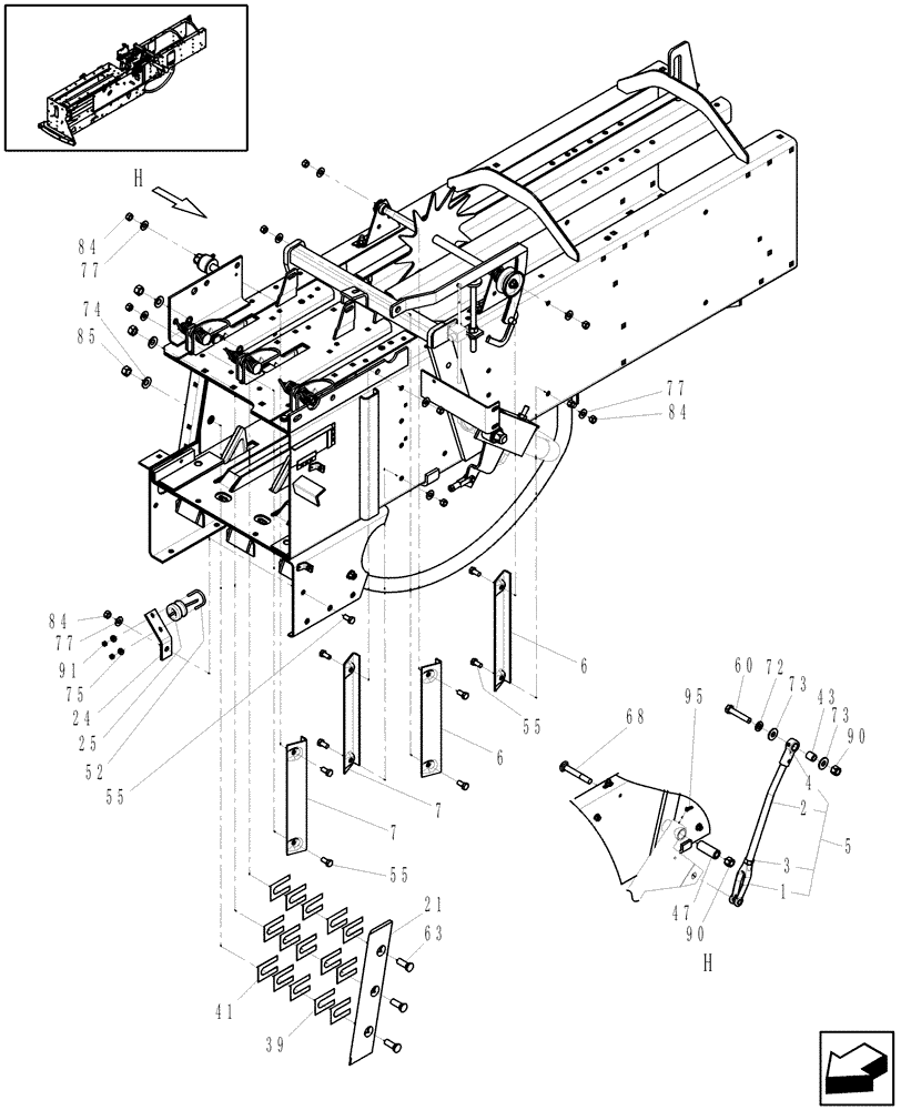 Схема запчастей Case IH SB531 - (62.150.03[1]) - STATIONARY KNIFE, NEEDLE YOKE ROD & HAY WEDGES, SB531 (62) - PRESSING - BALE FORMATION