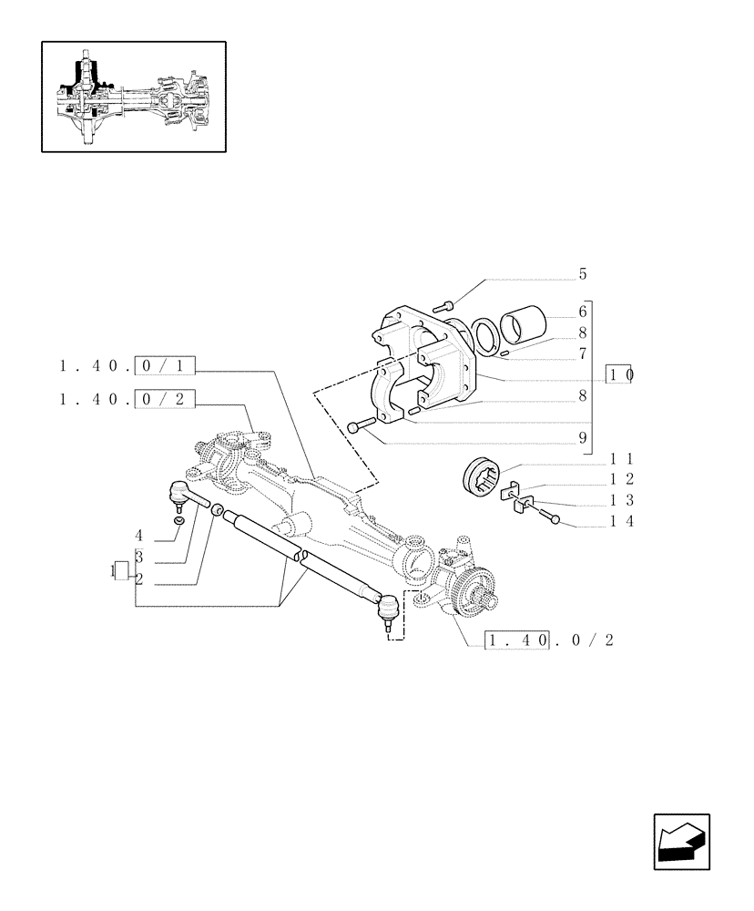 Схема запчастей Case IH JX70U - (1.40.0/04) - FRONT AXLE - SUPPORT-ROD-4WD (04) - FRONT AXLE & STEERING