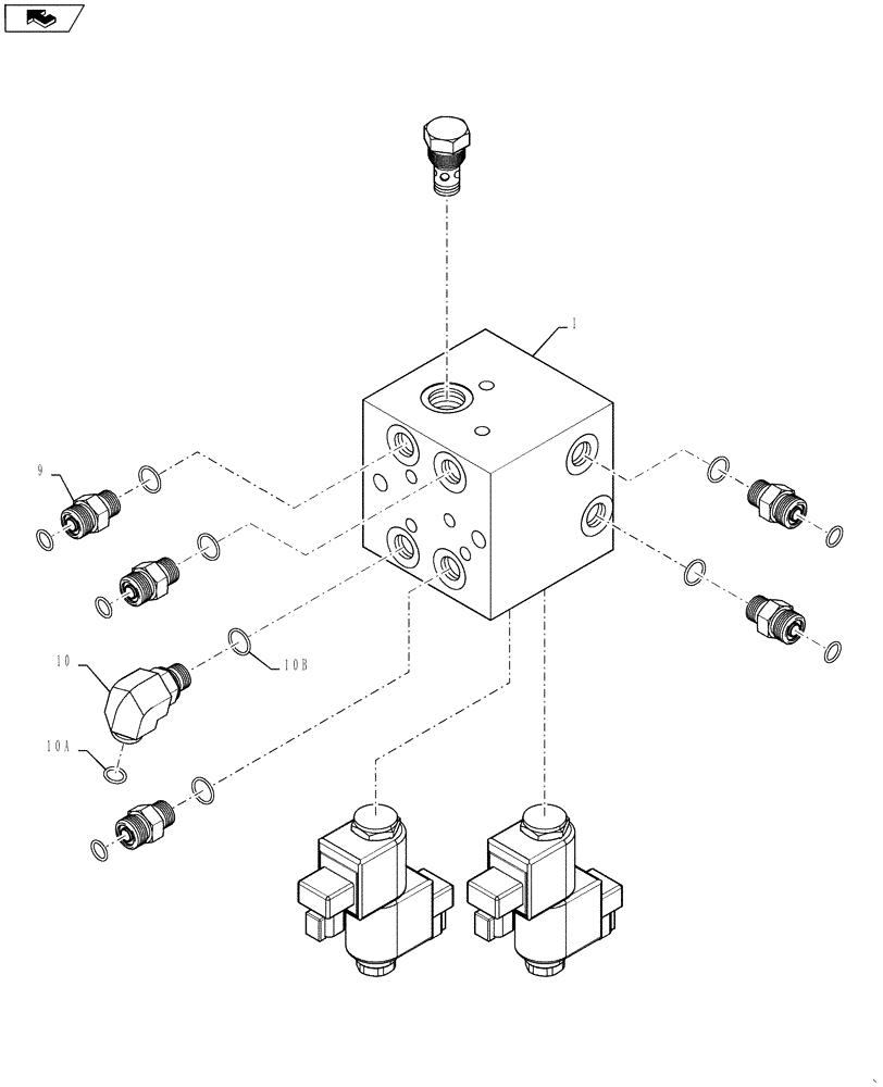 Схема запчастей Case IH 4420 - (06-039[02]) - VALVE, 2-BANK WITH FITTINGS, ENDING 01/2009 Hydraulic Plumbing