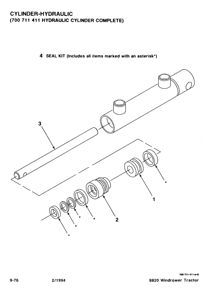 Схема запчастей Case IH 8820 - (9-76) - CYLINDER, HYDRAULIC, 700711411 HYDRAULIC CYLINDER COMPLETE (09) - CHASSIS/ATTACHMENTS