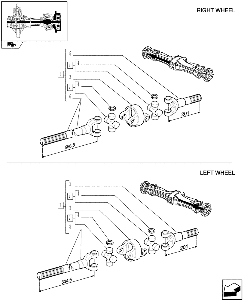 Схема запчастей Case IH FARMALL 95C - (1.40.4/10A) - DIFFERENTIAL SHAFT - BREAKDOWN (04) - FRONT AXLE & STEERING