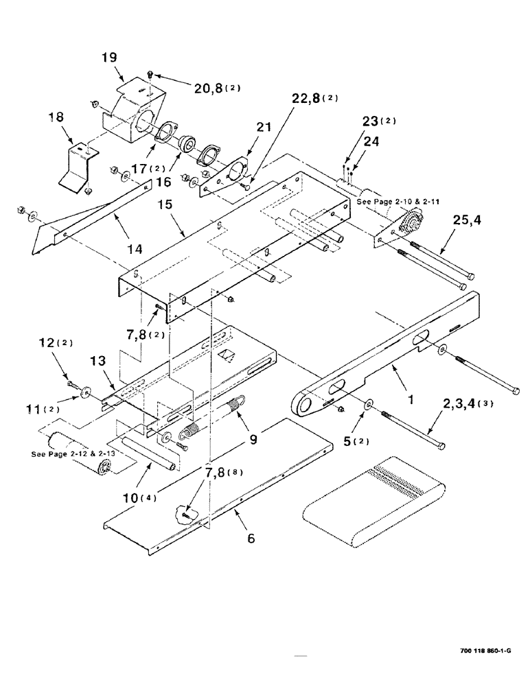 Схема запчастей Case IH 8840 - (2-08) - CONVEYOR ASSEMBLY- SIDE FORMING (58) - ATTACHMENTS/HEADERS