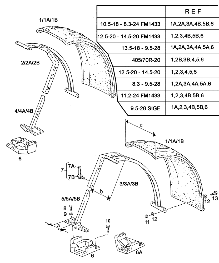 Схема запчастей Case IH C55 - (09A-03[01]) - FRONT MUDGUARD, 4WD (09) - CHASSIS