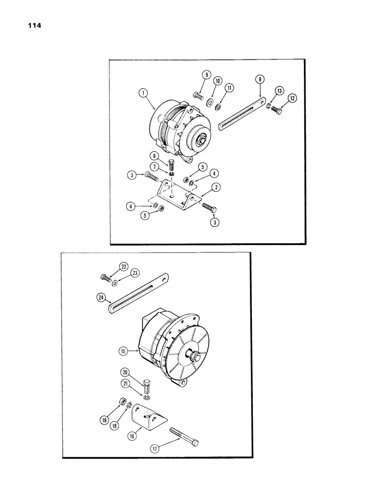 Схема запчастей Case IH 336BDT - (114) - ALTERNATOR MOUNTING, 12 VOLT, C, D 