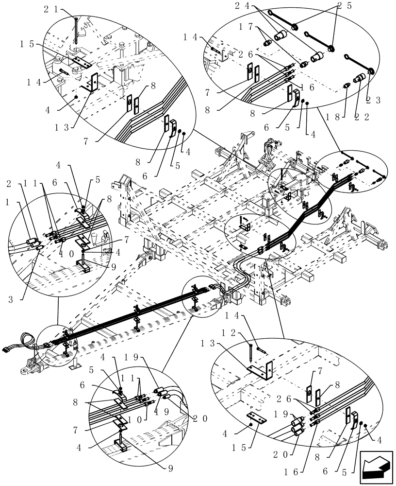 Схема запчастей Case IH ADX2180 - (A.12.A[06]) - TBH HYD LINES ACROSS ATX (BSN CBJ0004433) A - Distribution Systems