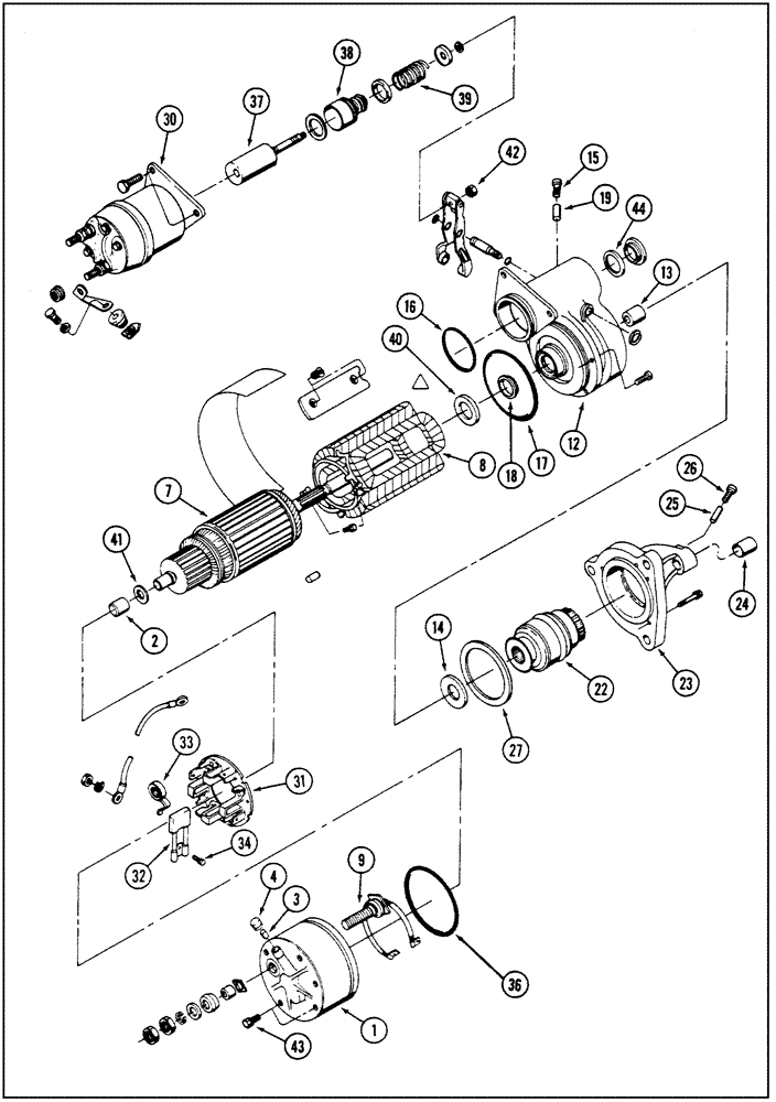 Схема запчастей Case IH 9260 - (4-044) - STARTER ASSEMBLY, 9250 AND 9260 TRACTOR, 20-2384T91 STARTER ASSEMBLY (04) - ELECTRICAL SYSTEMS