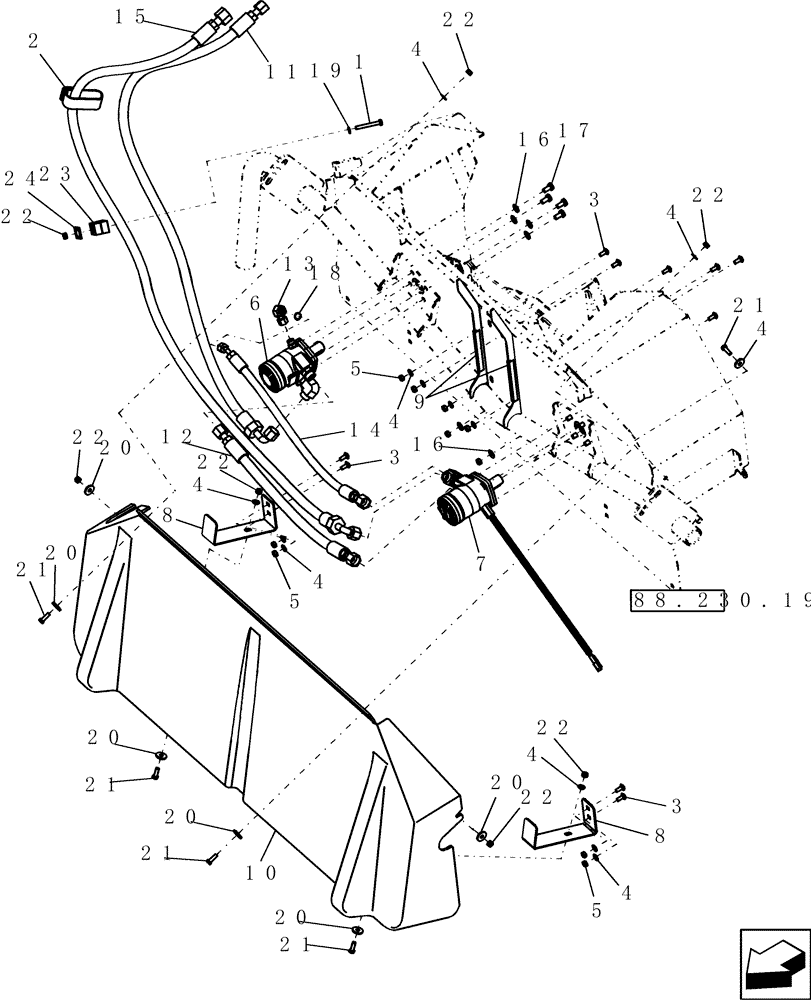 Схема запчастей Case IH 8010 - (88.230.15) - SPREADER, UPPER (88) - ACCESSORIES