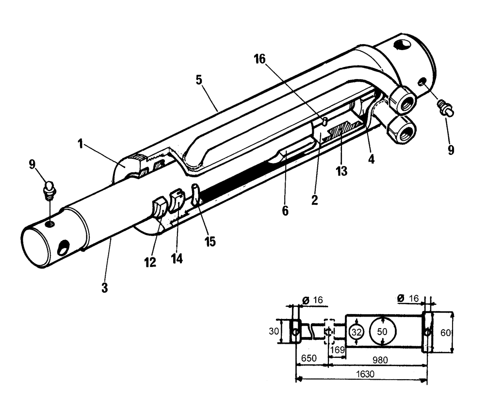 Схема запчастей Case IH LX760 - (35.100.BI[13]) - VAR - 717482006 - BALE HANDLER DB4000 HYDRAULIC CYLINDER (35) - HYDRAULIC SYSTEMS