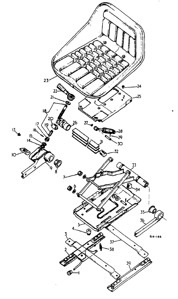 Схема запчастей Case IH 884 - (13-028) - SUSPENSION SEAT DE-LUXE - LOW BACK (05) - SUPERSTRUCTURE