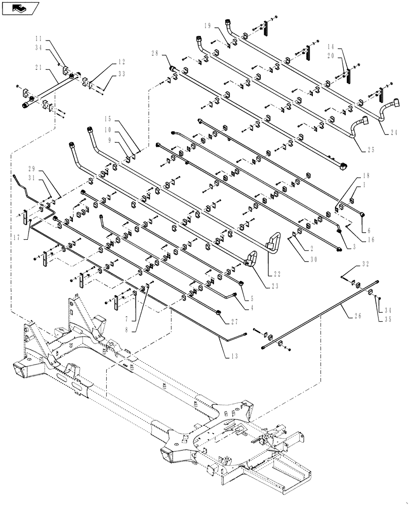 Схема запчастей Case IH 3230 - (35.300.04[01]) - STEEL LINES GROUP (35) - HYDRAULIC SYSTEMS