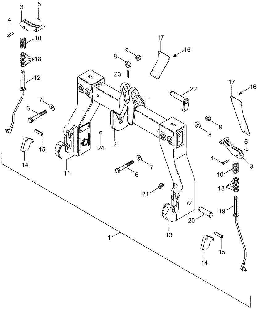 Схема запчастей Case IH MX215 - (09-66) - QUICK HITCH COUPLER - CONVERTIBLE, CATEGORY III / III-N, ASN Z6RZ02099 (09) - CHASSIS/ATTACHMENTS