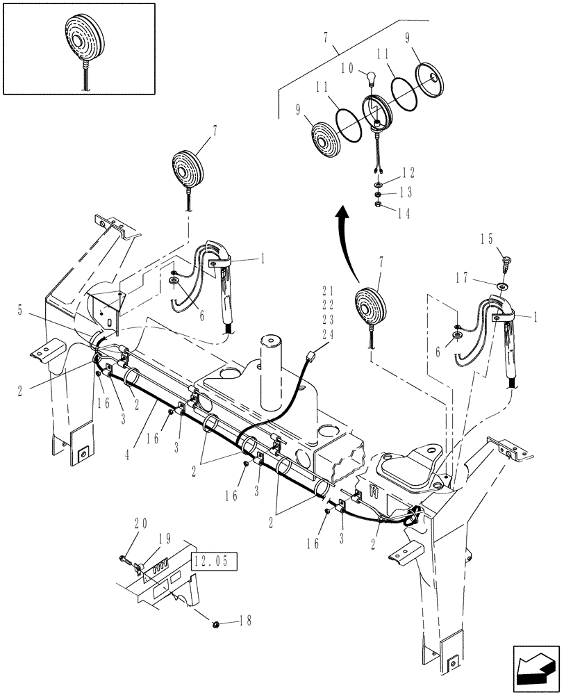 Схема запчастей Case IH DC162 - (06.01) - LIGHTS, TRAILFRAME (06) - ELECTRICAL