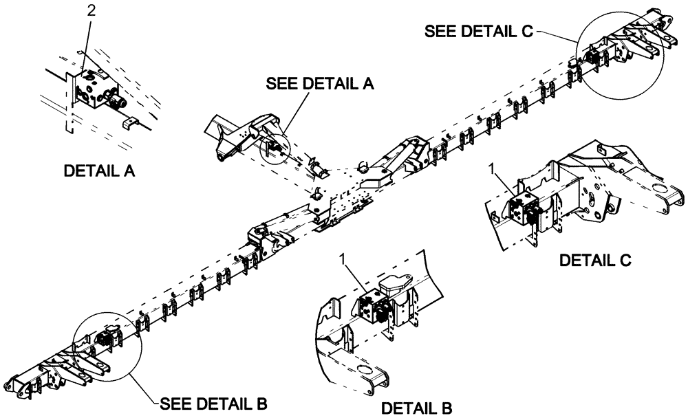 Схема запчастей Case IH 1260 - (35.138.01) - HYDRAULICS - VALVE DIRECT DRIVE LAYOUT (35) - HYDRAULIC SYSTEMS