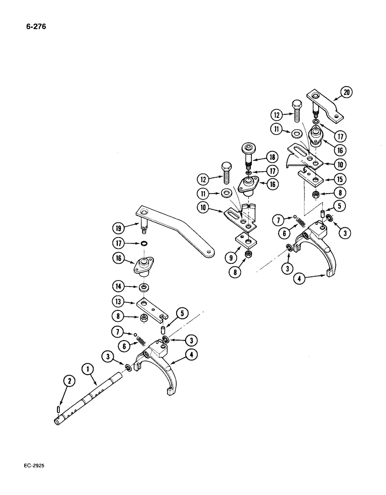 Схема запчастей Case IH 585 - (6-276) - SPEED SHIFT MECHANISM, WITH CAB (06) - POWER TRAIN