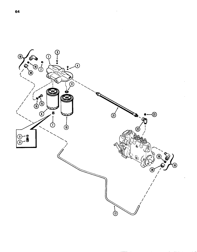 Схема запчастей Case IH 770 - (064) - FUEL INJECTION FILTER SYSTEM, (267B) DIESEL ENGINE, 1ST USED ENG. SER. NO. 2323001 (03) - FUEL SYSTEM