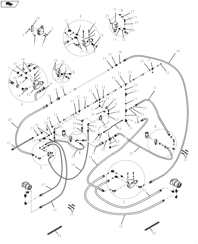 Схема запчастей Case IH DH252 - (20.07.06[2]) - HYDRAULICS, DOUBLE SWATH, 25FT, FROM PIN YAZB01204 (07) - HYDRAULICS