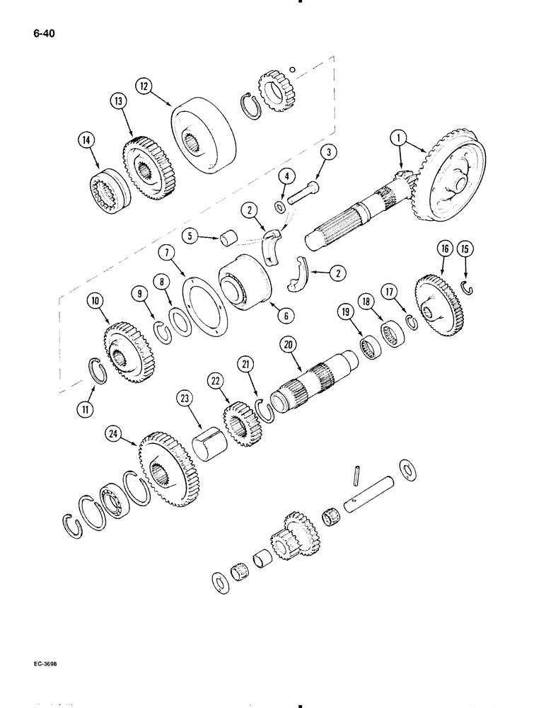 Схема запчастей Case IH 595 - (6-040) - RANGE TRANSMISSION (06) - POWER TRAIN