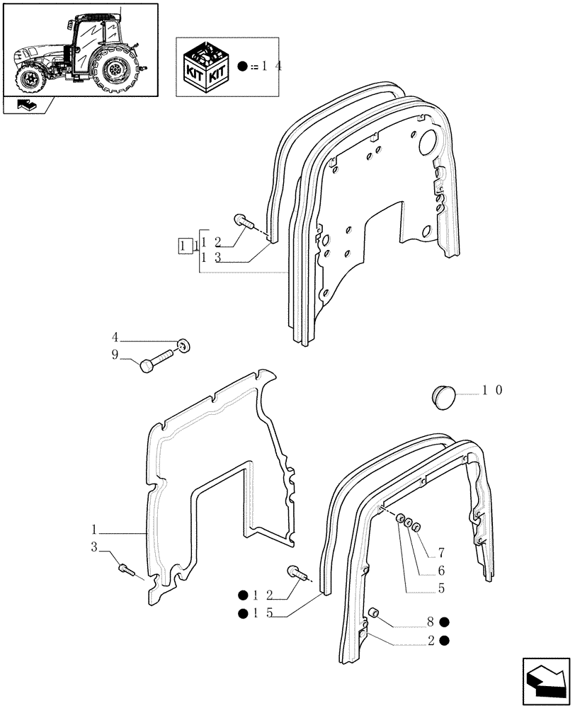 Схема запчастей Case IH FARMALL 95N - (1.92.88[02]) - REAR HOOD COVERING AND HEAT INSULATION - W/CAB (10) - OPERATORS PLATFORM/CAB