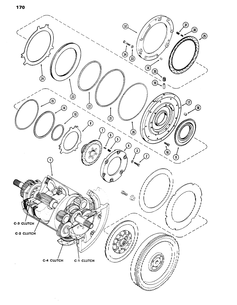 Схема запчастей Case IH 770 - (170) - C-1 AND C-4 CLUTCHES, POWER SHIFT (06) - POWER TRAIN