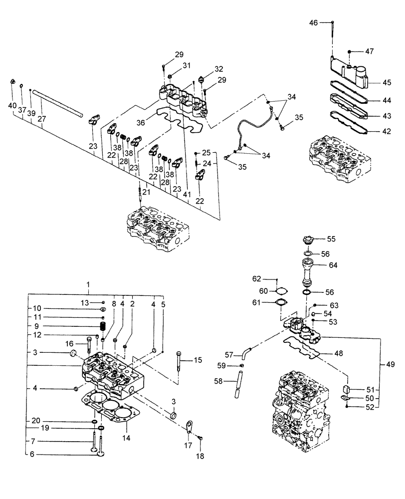 Схема запчастей Case IH DX24 - (01.06) - CYLINDER HEAD, ROCKER ARM, HEAD COVER & INTAKE MANIFOLD (01) - ENGINE