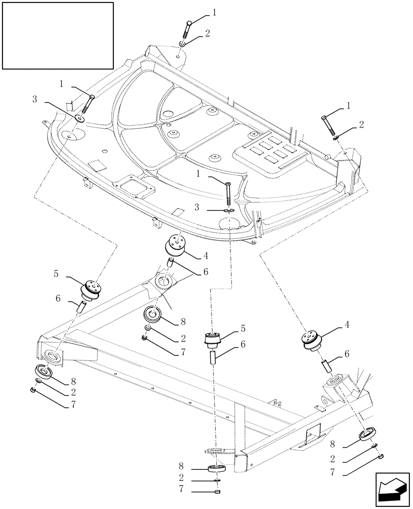 Схема запчастей Case IH 7120 - (90.150.06) - CAB MOUNTING (90) - PLATFORM, CAB, BODYWORK AND DECALS