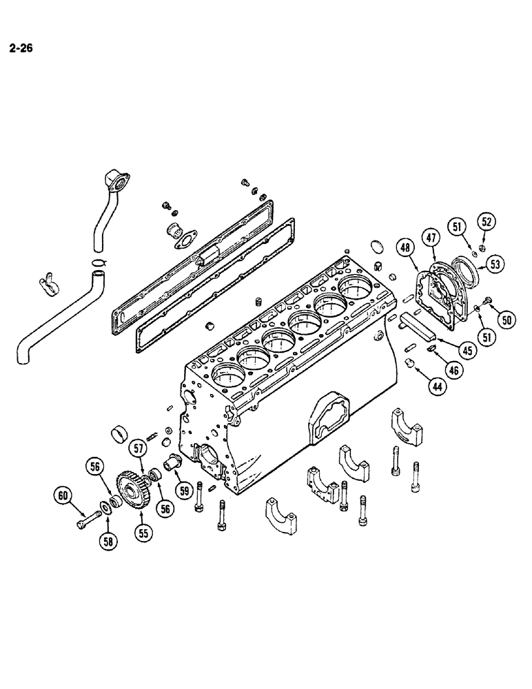 Схема запчастей Case IH 1620 - (2-026) - CYLINDER BLOCK ASSEMBLY, D358 DIESEL ENGINE (CONTD) (01) - ENGINE