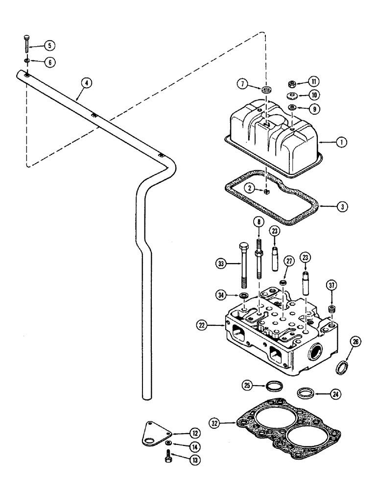 Схема запчастей Case IH 2590 - (2-34) - CYLINDER HEAD AND COVER, 504BDT, DIESEL ENGINE (02) - ENGINE