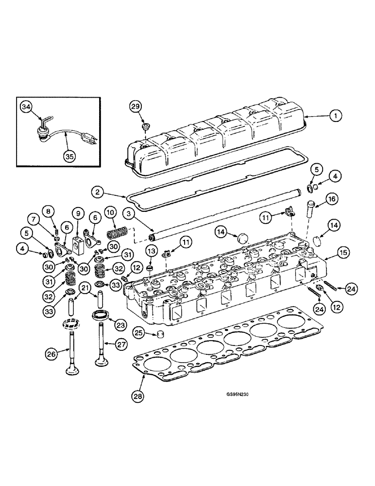 Схема запчастей Case IH D-312 - (9A-14) - CYLINDER HEAD AND RELATED PARTS, ENGINE BLOCK HEATER 