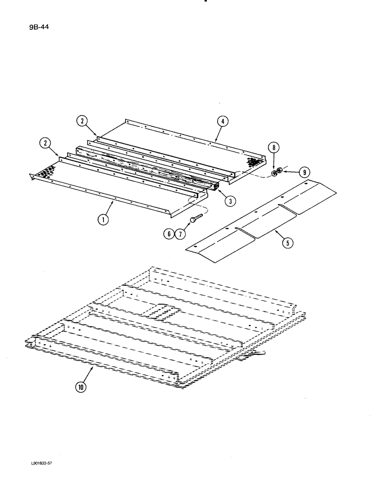 Схема запчастей Case IH 1620 - (9B-44) - ALFALFA SHOE SIEVE ATTACHMENT (14) - ROTOR, CONCANVES & SIEVE