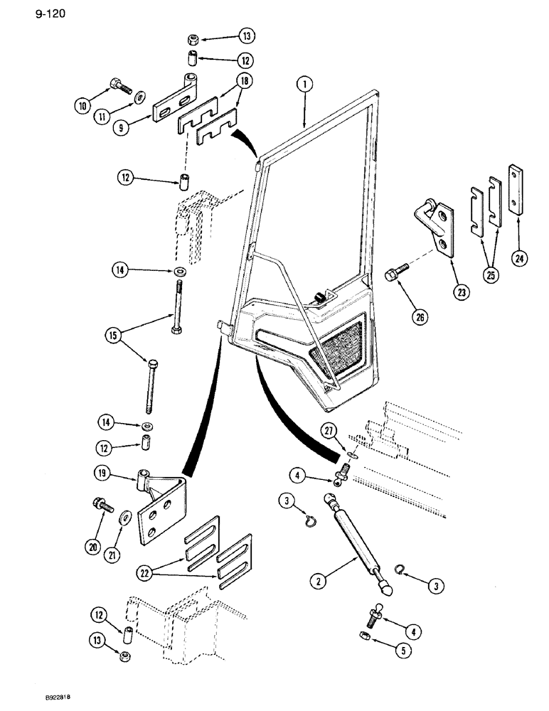 Схема запчастей Case IH 7110 - (9-120) - CAB DOOR RETAINING PARTS (09) - CHASSIS/ATTACHMENTS