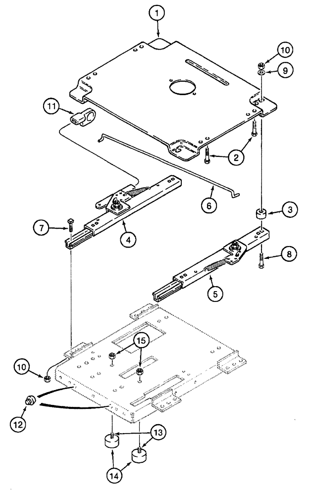 Схема запчастей Case IH 7240 - (9-056) - STANDARD AIR SUSPENSION SEAT, MOUNTING PLATE AND SLIDES, PRIOR TO TRACTOR PIN JJA0061559 (09) - CHASSIS/ATTACHMENTS